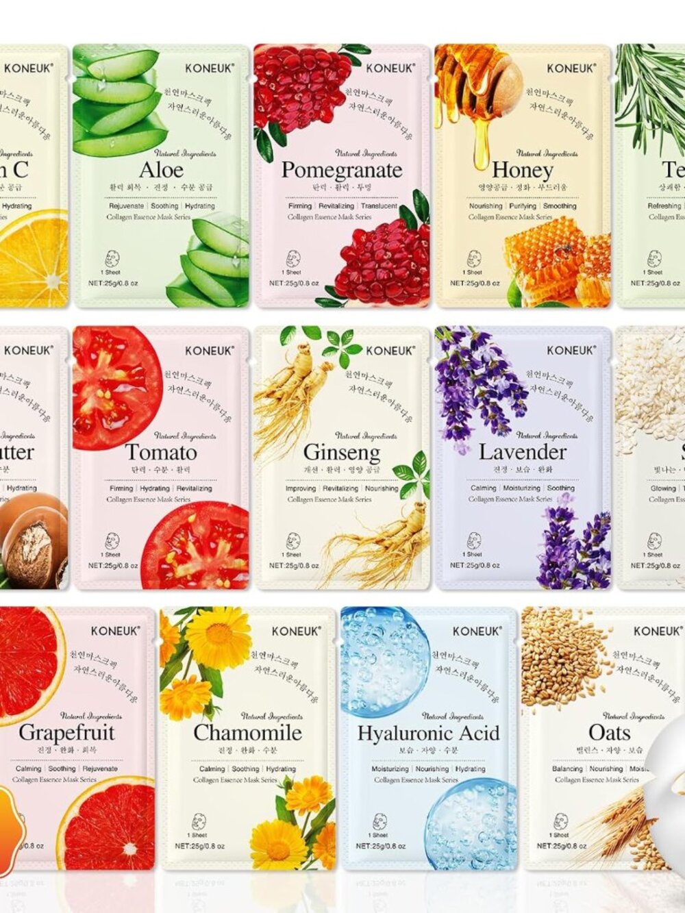 KONEUK 1 Pack Random Scent Sheet Face Masks Skincare, Hydrating Face Masks